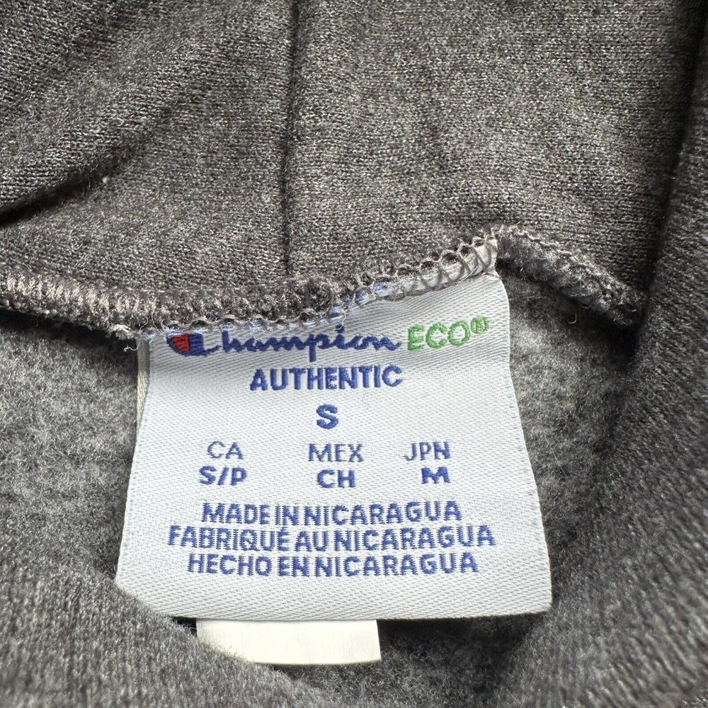 Champion Sweatshirt Mens Small Grey Hoodie Pockets Logo Spellout - Picture 3 of 12